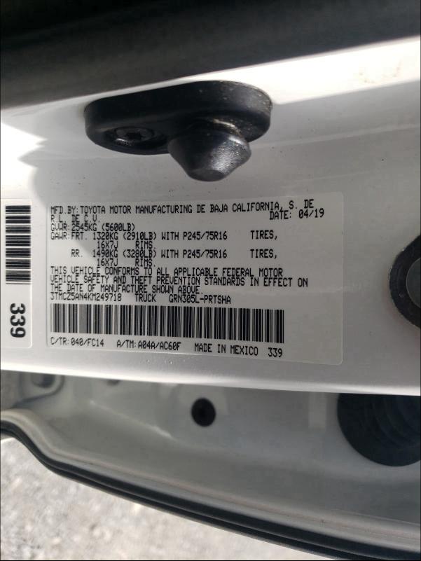 2019 TOYOTA TACOMA DOU 3TMCZ5AN4KM249718