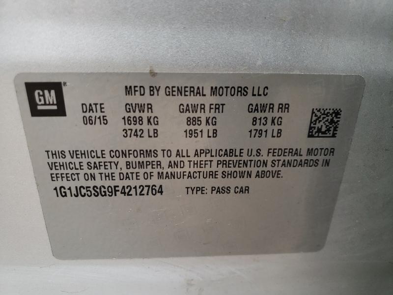2015 CHEVROLET SONIC LT 1G1JC5SG9F4212764