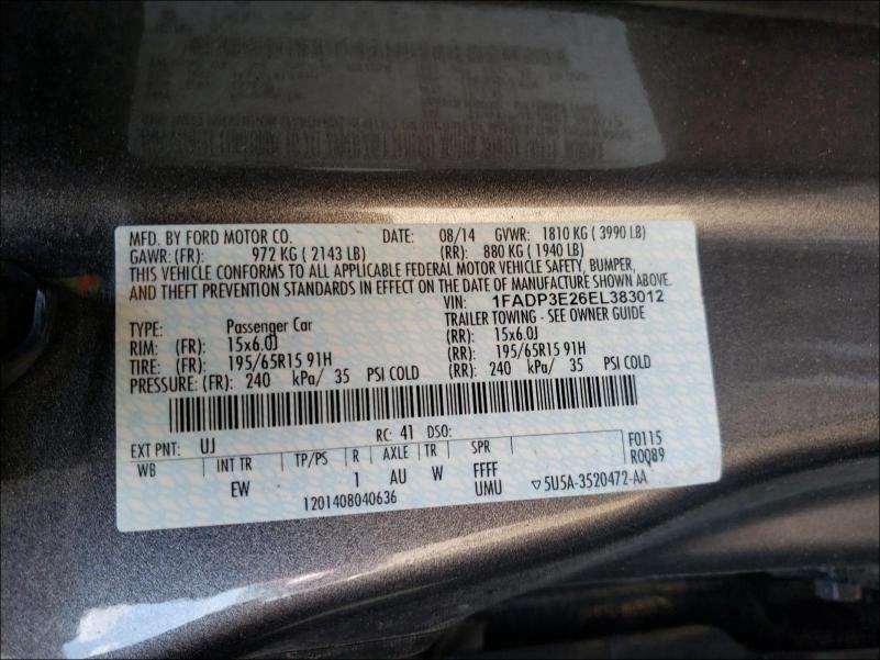 2014 FORD FOCUS S 1FADP3E26EL383012