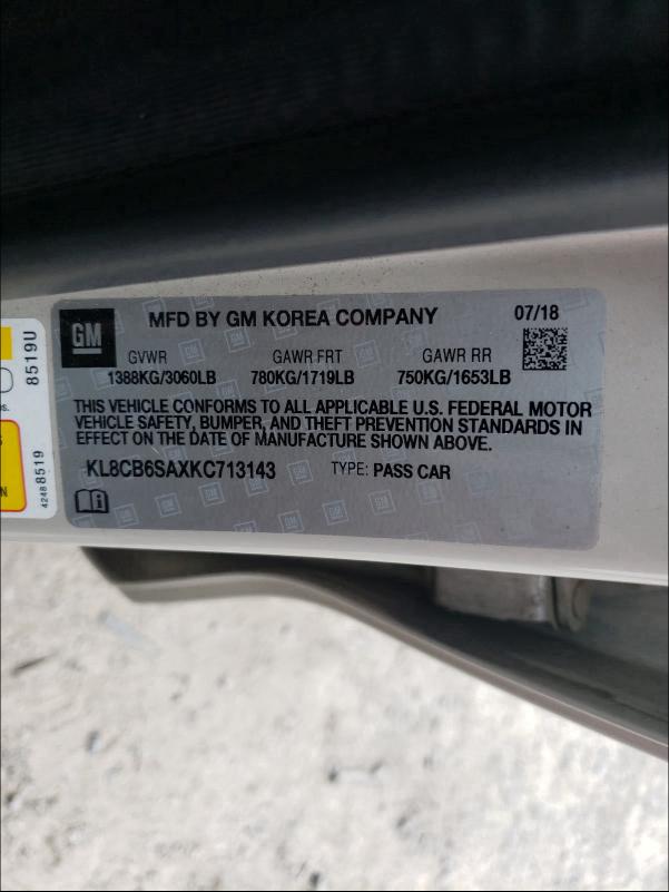 2019 CHEVROLET SPARK LS KL8CB6SAXKC713143