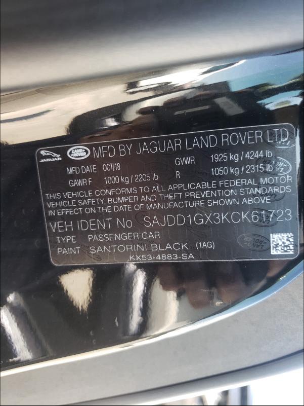 2019 JAGUAR F-TYPE SAJDD1GX3KCK61723