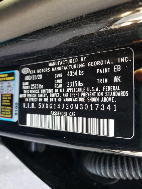 2021 KIA K5 LXS 5XXG14J20MG017341