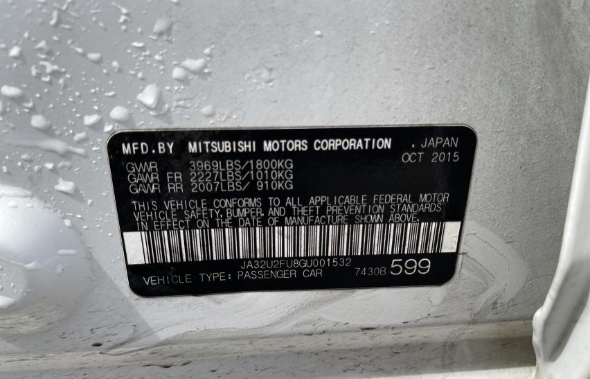 2016 MITSUBISHI LANCER ES JA32U2FU8GU001532
