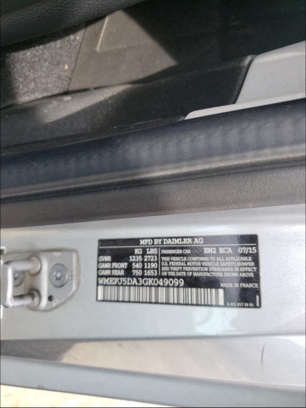 2016 SMART FORTWO WMEFJ5DA3GK049099