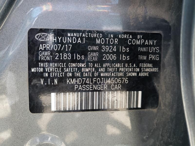 2018 HYUNDAI ELANTRA SE KMHD74LF0JU450676