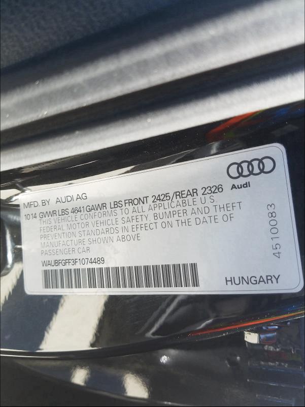 2015 AUDI S3 PREMIUM WAUBFGFF3F1074489