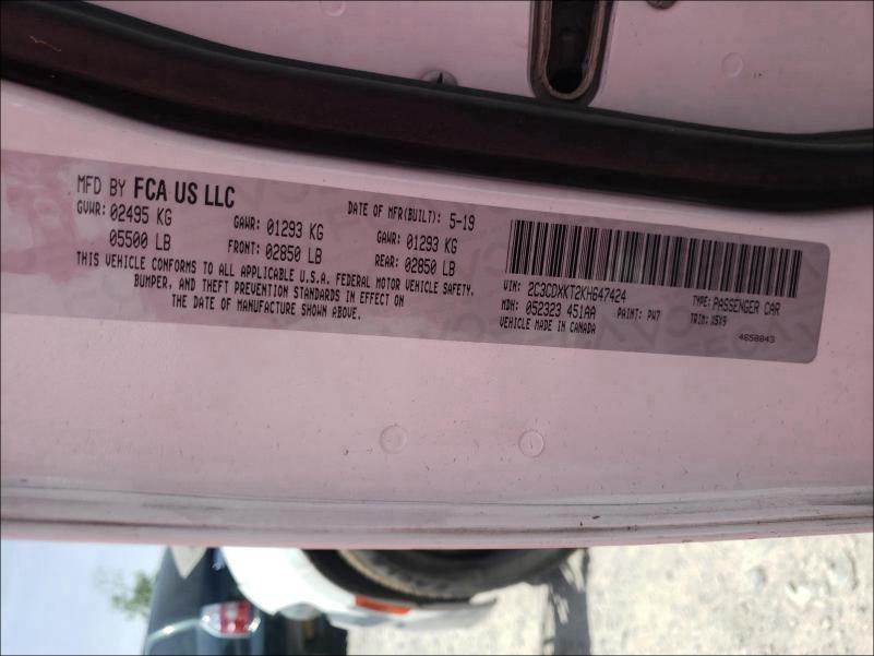 2019 DODGE CHARGER PO 2C3CDXKT2KH647424