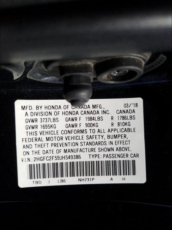 2018 HONDA CIVIC LX 2HGFC2F59JH549386