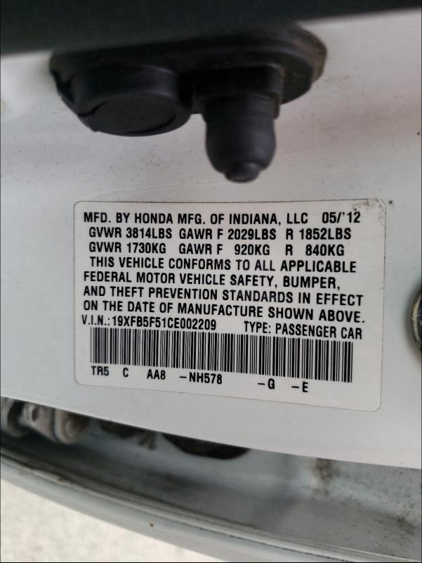 2012 HONDA CIVIC NATU 19XFB5F51CE002209