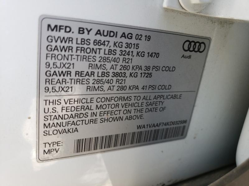 VIN WA1VAAF74KD032596 2019 Audi Q7, Prestige no.10