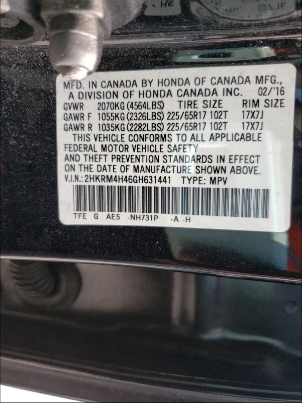 2016 HONDA CR-V 2HKRM4H46GH631441