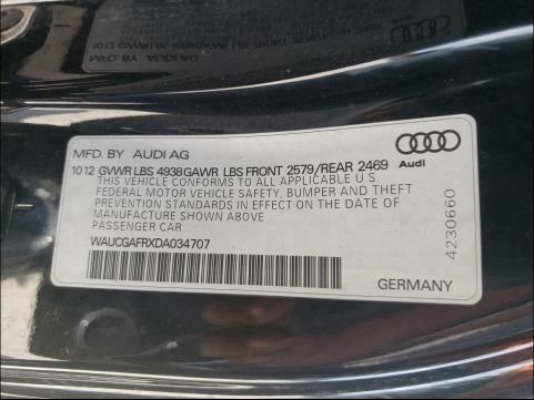 2013 AUDI S5 PREMIUM WAUCGAFRXDA034707