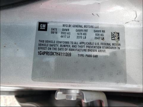 2017 BUICK VERANO SPO 1G4PR5SK7H4111399