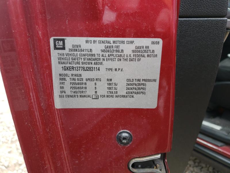 1GKER13778J283114 GMC ACADIA SLE