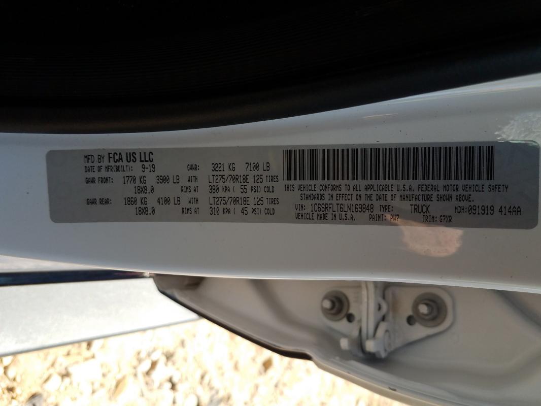 2020 RAM 1500 REBEL 1C6SRFLT6LN169848
