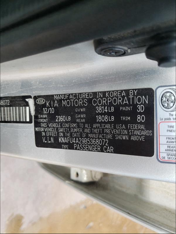 2011 KIA FORTE EX KNAFU4A29B5368072