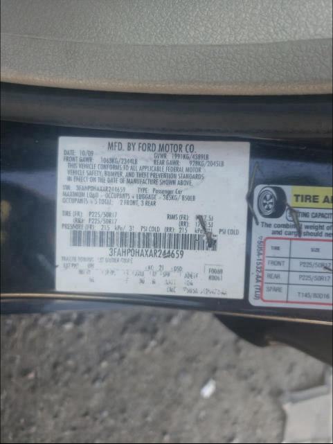 2010 FORD FUSION SE 3FAHP0HAXAR244659