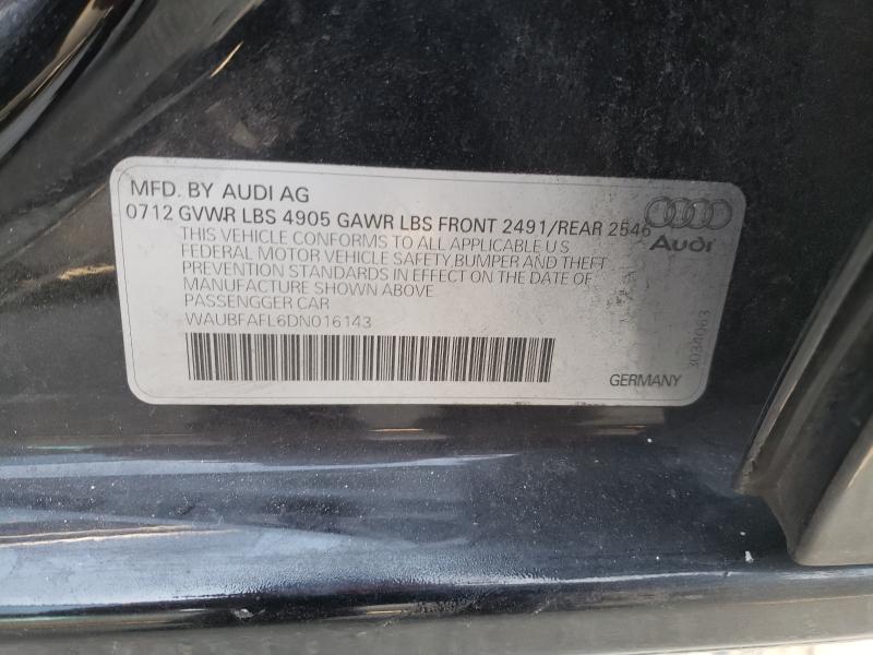 2013 AUDI A4 PREMIUM WAUBFAFL6DN016143