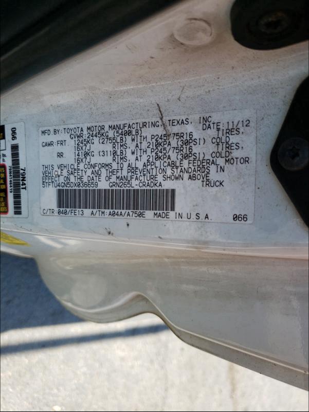2013 TOYOTA TACOMA PRE 5TFTU4GN5DX036659
