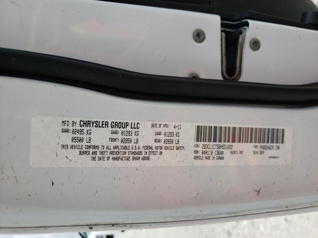 2011 DODGE CHARGER PO 2B3CL1CT5BH551833
