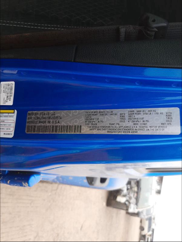 2021 JEEP GLADIATOR 1C6HJTAG1ML528574
