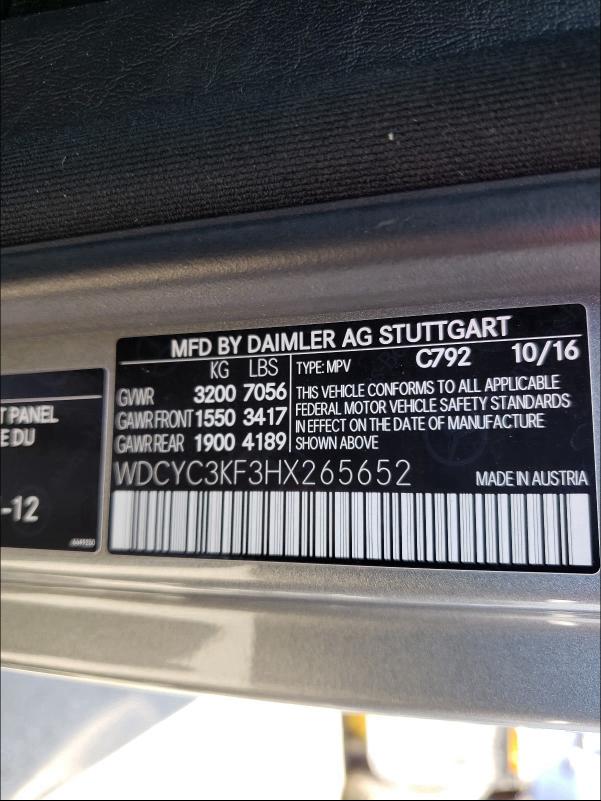 VIN WDCYC3KF3HX265652 2017 Mercedes-Benz G-Class, 550 no.10