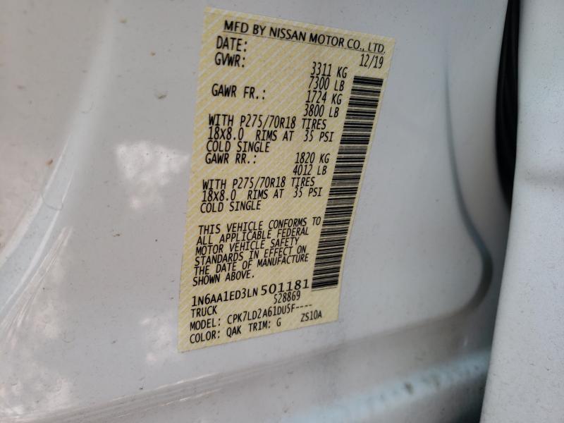 2020 NISSAN TITAN SV 1N6AA1ED3LN501181