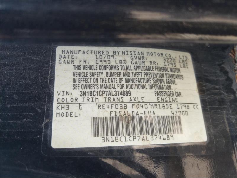 2010 NISSAN VERSA S/SL 3N1BC1CP7AL374689