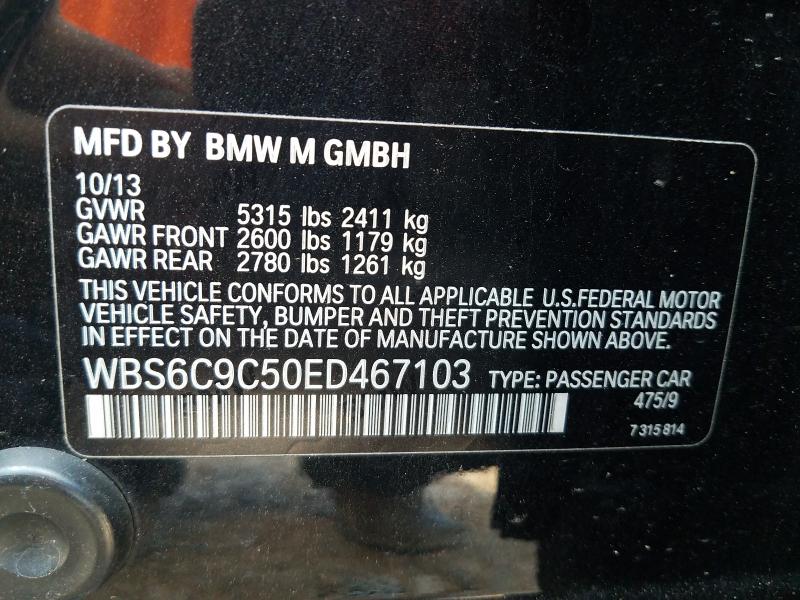 2014 BMW M6 GRAN CO WBS6C9C50ED467103