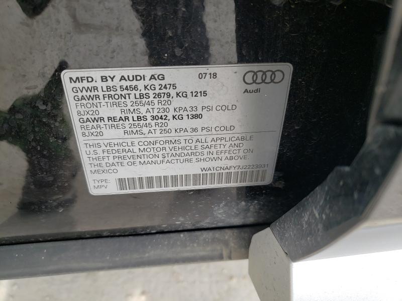 2018 AUDI Q5 PRESTIG WA1CNAFY7J2223931