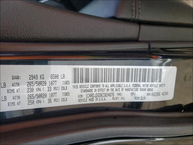 2019 DODGE DURANGO GT 1C4RDJDG5KC824876