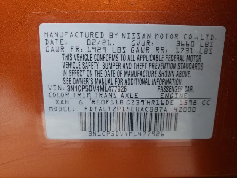 2021 NISSAN KICKS SR 3N1CP5DV4ML477926