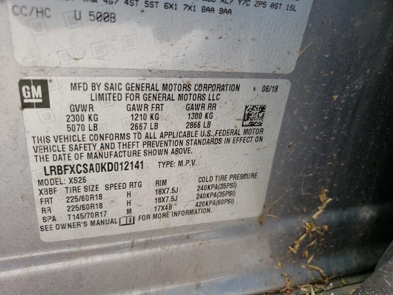 2019 BUICK ENVISION E LRBFXCSA0KD012141