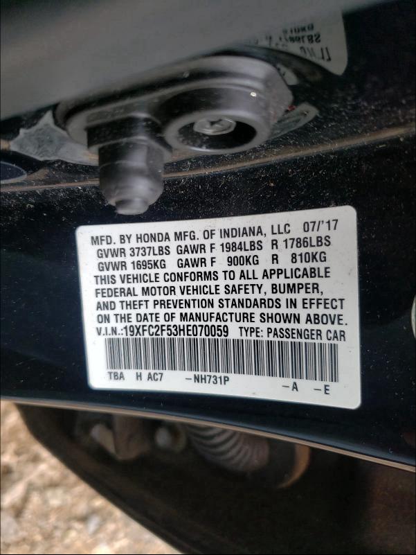 2017 HONDA CIVIC LX 19XFC2F53HE070059
