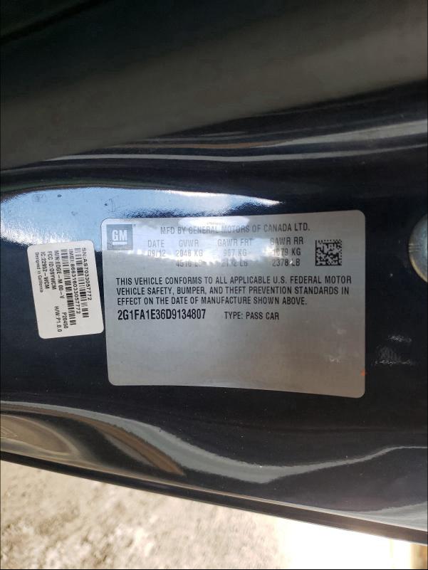 2013 CHEVROLET CAMARO LS 2G1FA1E36D9134807