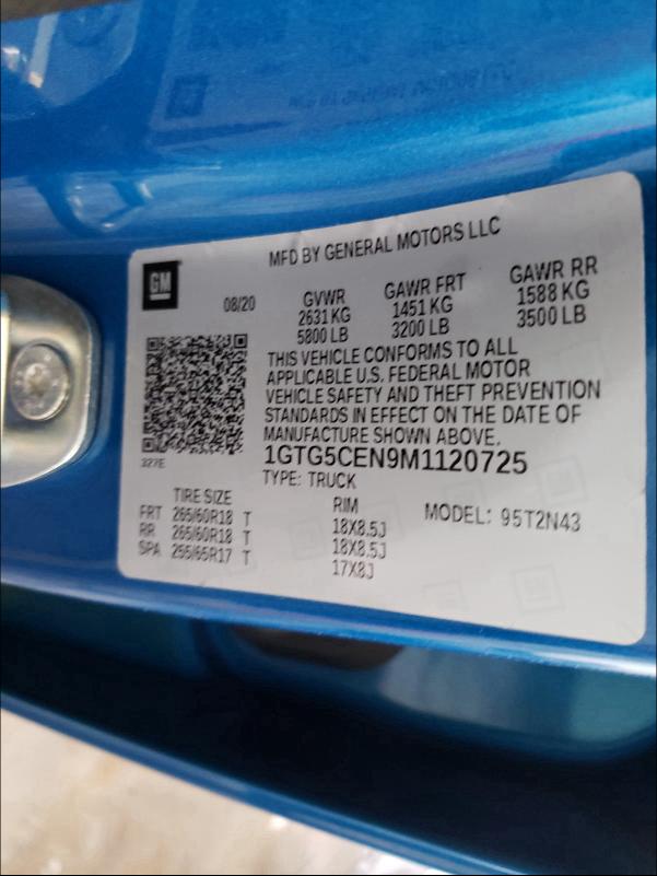 2021 GMC CANYON ELE 1GTG5CEN9M1120725