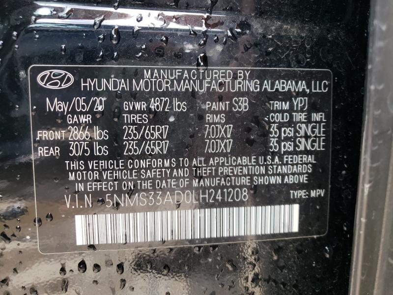 2020 HYUNDAI SANTA FE S 5NMS33AD0LH241208