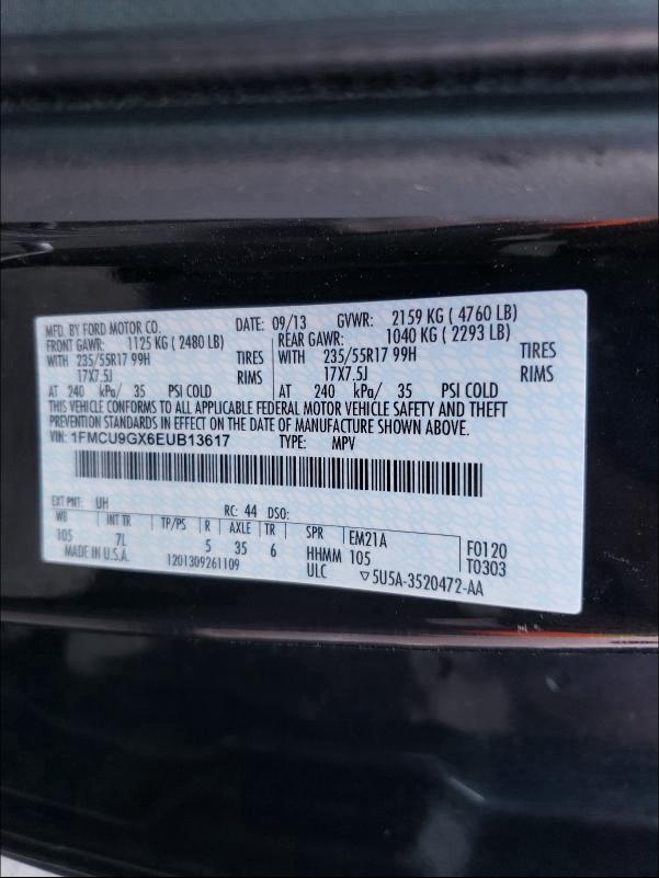 2014 FORD ESCAPE SE 1FMCU9GX6EUB13617