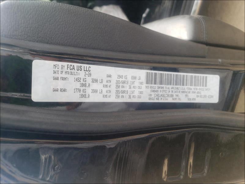 2020 DODGE DURANGO SX 1C4RDJAG6LC301680