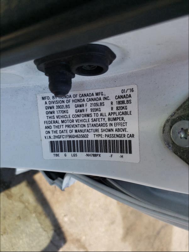 2016 HONDA CIVIC TOUR 2HGFC1F96GH635602