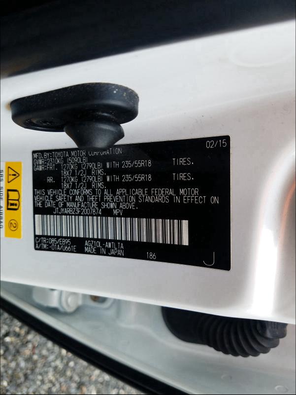 2015 LEXUS NX 200T JTJYARBZ3F2007874