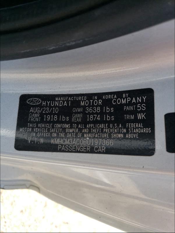 2011 HYUNDAI ACCENT GL KMHCM3AC0BU197366