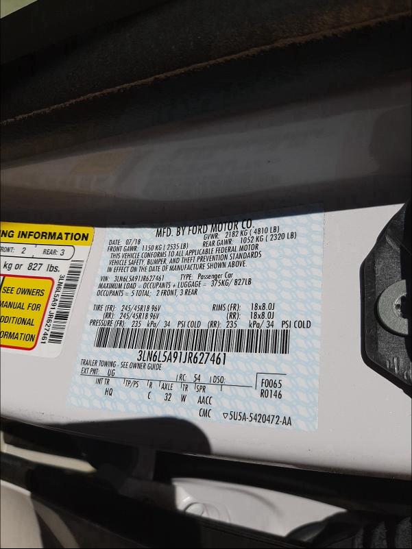 2018 LINCOLN MKZ PREMIE 3LN6L5A91JR627461