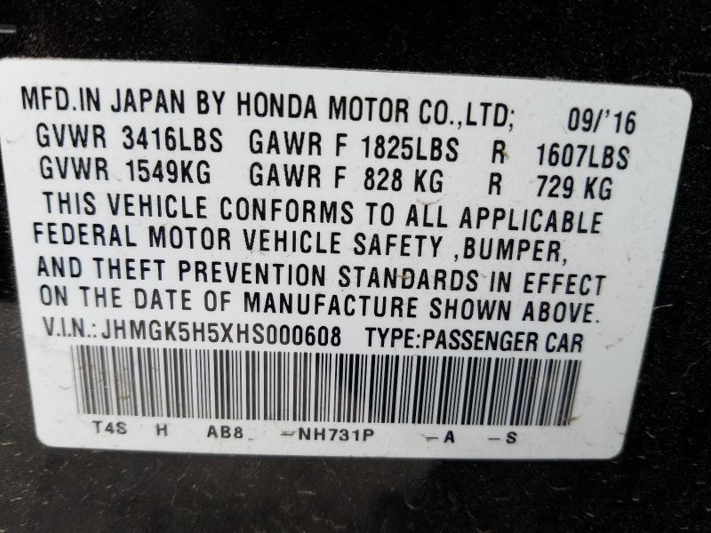 2017 HONDA FIT LX JHMGK5H5XHS000608