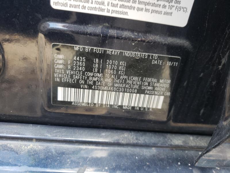 2012 SUBARU LEGACY 4S3BMBA60C3010008