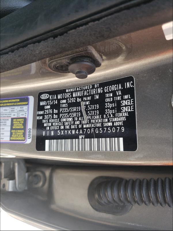 2015 KIA SORENTO SX 5XYKW4A70FG575079
