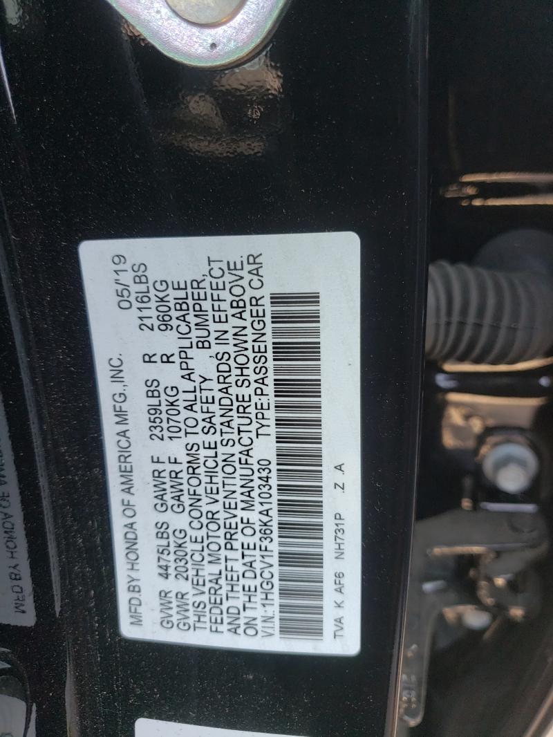 2019 HONDA ACCORD SPO 1HGCV1F36KA103430
