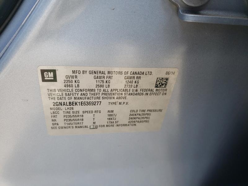 2014 CHEVROLET EQUINOX LT 2GNALBEK1E6369277