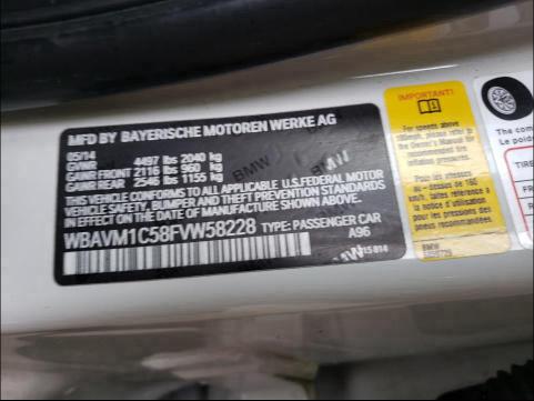 2015 BMW X1 SDRIVE2 WBAVM1C58FVW58228