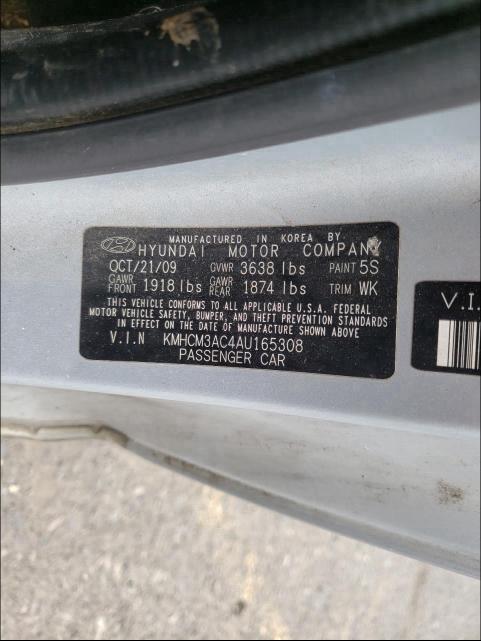 2010 HYUNDAI ACCENT BLU KMHCM3AC4AU165308